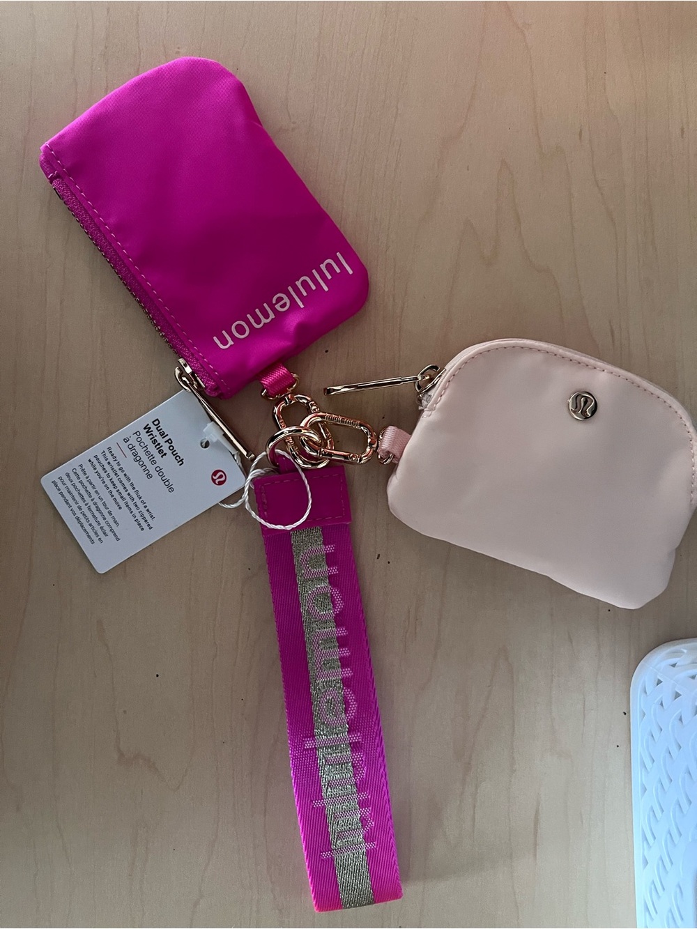 lululemon athletica magenta pink gold Key Pouch Set Signature Strap dual pouch - Picture 3 of 3